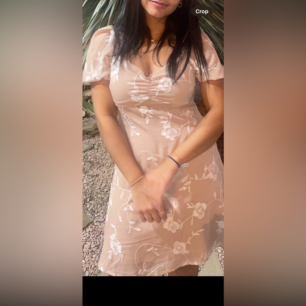 Altar'd State Elegant Mini Dress - Brown and Cream